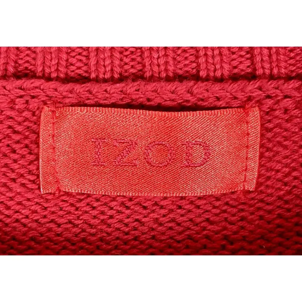 Vintage IZOD Cotton Sweater Men's Large Solid Red Diamond Pattern Christmas - Picture 7 of 11